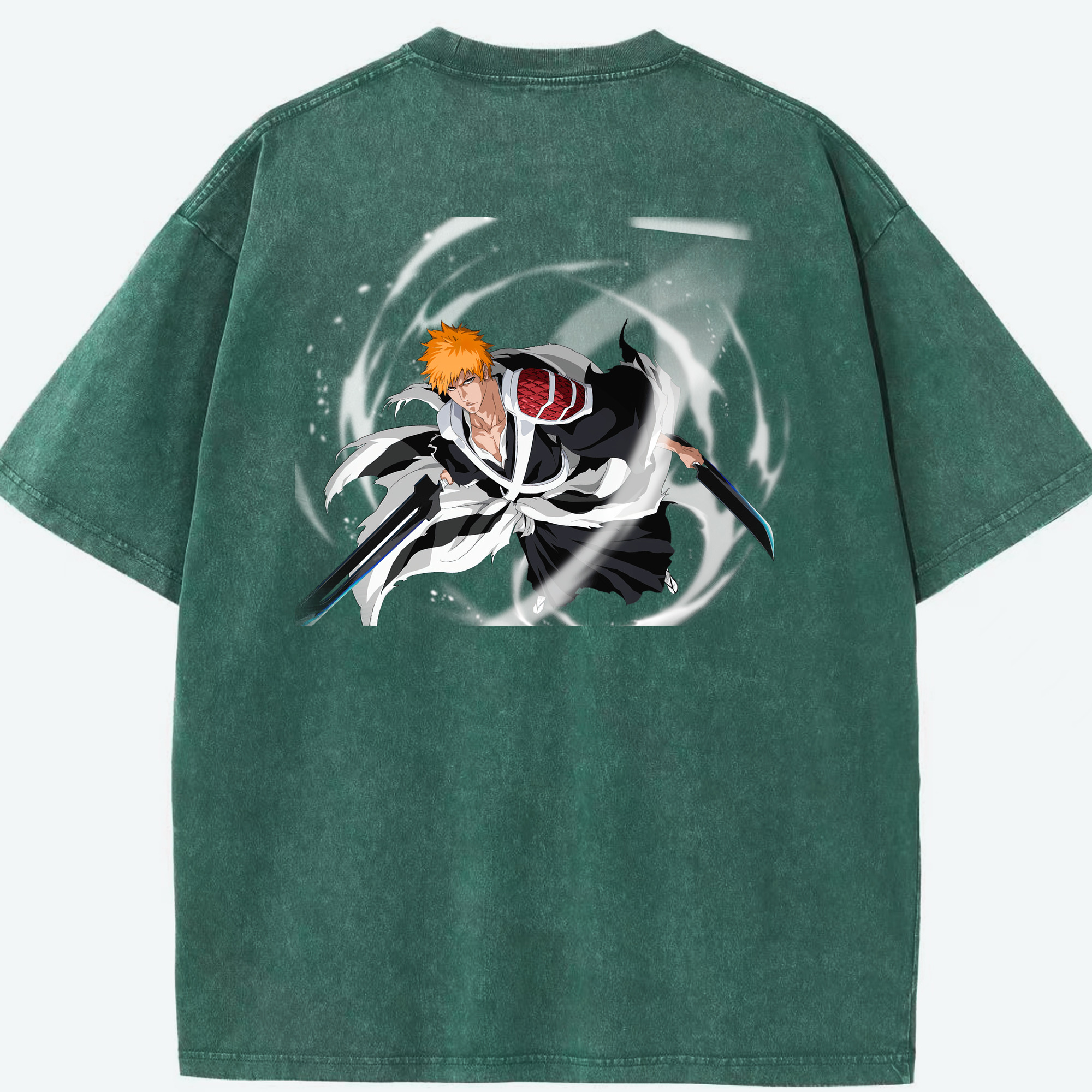 （画像用） ブリーチ 黒崎一護（くろさき いちご）BLEACH Kurosaki Ichigo 綿100% ヴィンテージ風 半袖Tシャツ（背面プリント）